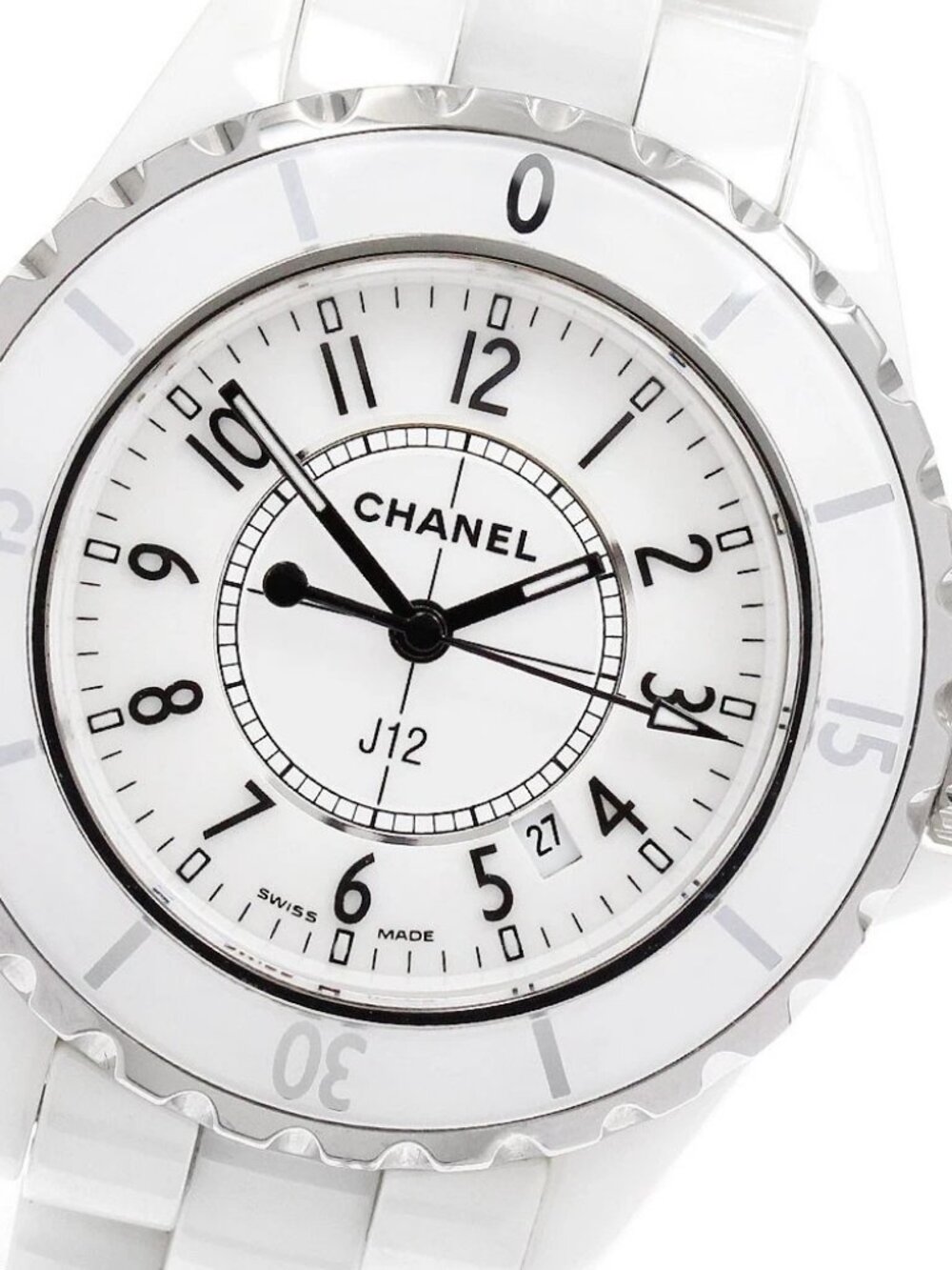 CHANEL J12 33mm H0968 White ceramic date white Dial Quartz Ladies Watch_947211